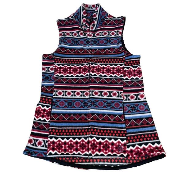 Cuddl Duds Fleece wear with Stretch Full Zip Vest Indian Navajo pattern  SZ SM - Picture 2 of 10